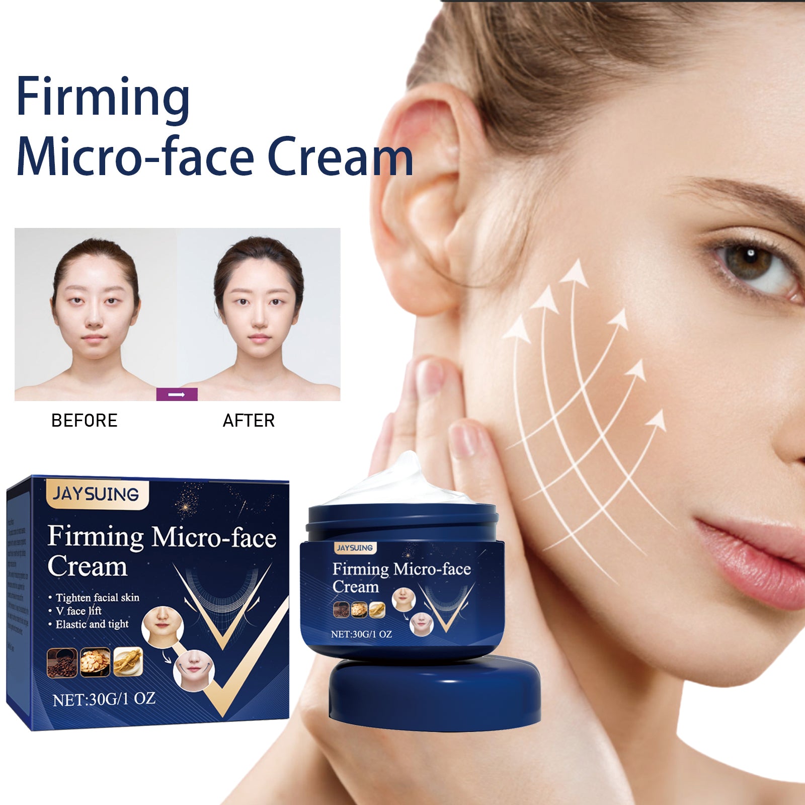 Jaysuing V Face Firming Cream Tightening Contour Firming Lifting Chin Sagging Face Skin Massage Cream